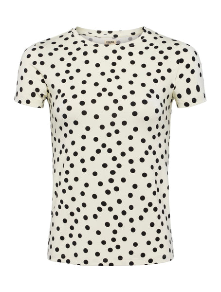 L’AGENCE - Ressi Fitted Tee - Ecru/Black Polka Dot