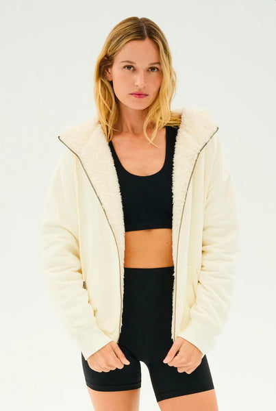 SPLITS59 - Lynx French Terry Sherpa Hoodie - Creme/Black Creme