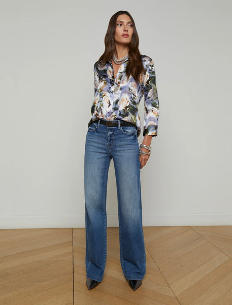 L’AGENCE - Dani Silk Blouse - Multi Distressed Floral