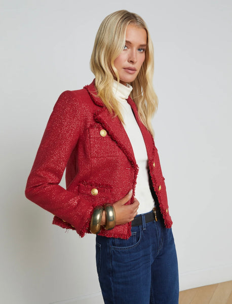 L’AGENCE - Sylvia Collared Jacket - Garnet Red/Copper