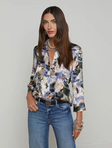 L’AGENCE - Dani Silk Blouse - Multi Distressed Floral