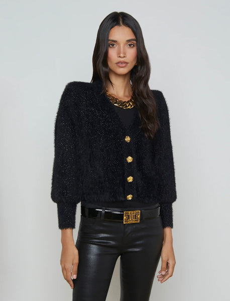 L’AGENCE - Talulla Cardigan - Black Lurex/Gold Rose