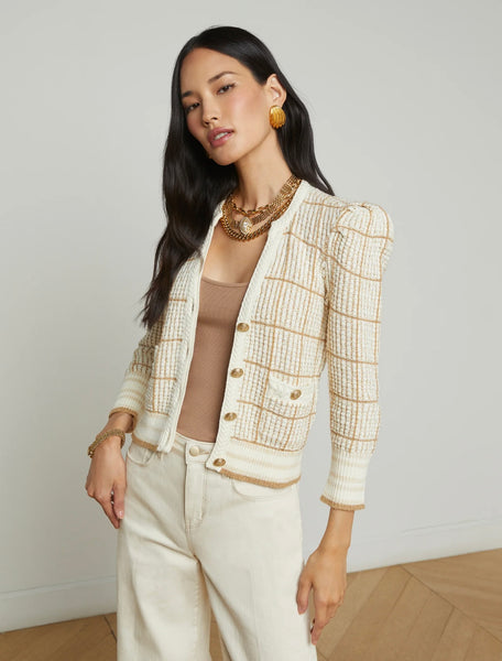 L’AGENCE - Jenni Cardigan - Ivory/Cappuccino Multi