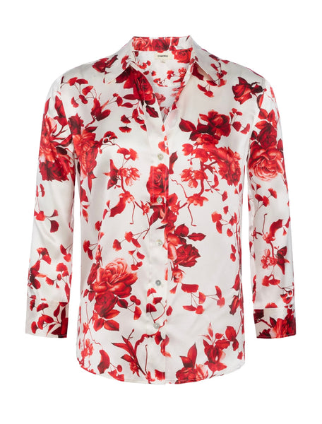 L’AGENCE - Dani 3/4 Sleeve Blouse - Ivory/Red Ikebana