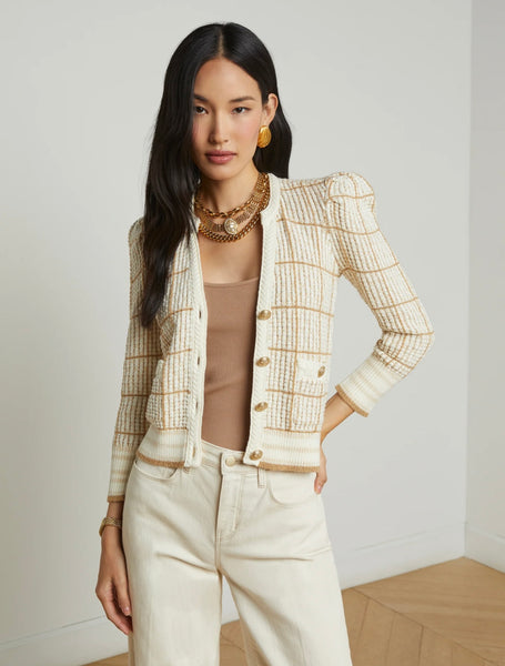 L’AGENCE - Jenni Cardigan - Ivory/Cappuccino Multi