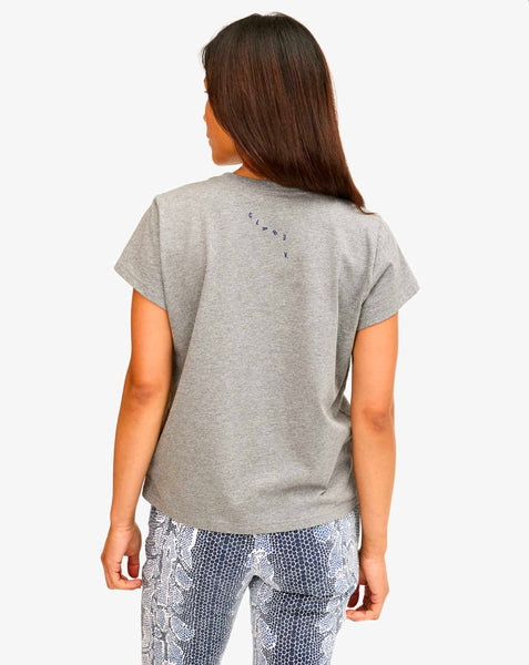 Clare V. - Classic Tee - Grey Melange with Indigo Apéro