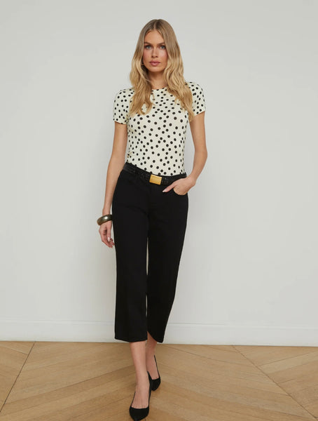 L’AGENCE - Ressi Fitted Tee - Ecru/Black Polka Dot