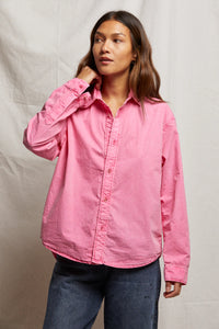 Perfect White Tee - James Button Down - Pink Bloom