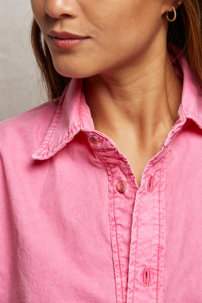 Perfect White Tee - James Button Down - Pink Bloom