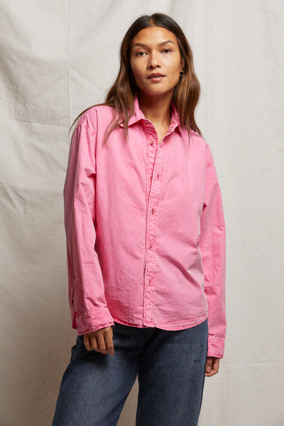 Perfect White Tee - James Button Down - Pink Bloom