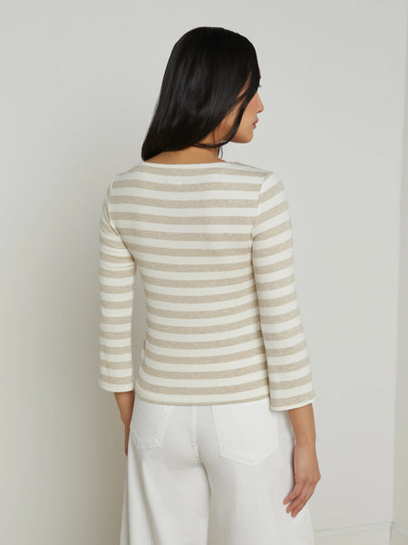 L'AGENCE - Lucille Striped Boatneck - Ivory/Marble Stripe