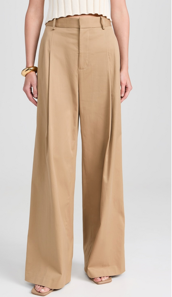 FRAME - Pleated Wide Leg Pant - Camel