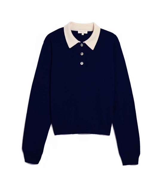 DEMYLEE - Eden Cashmere Polo - Navy/Ivory