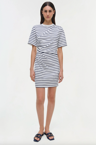 SIMKHAI - Zeus Draped Dress - Mixed Stripe