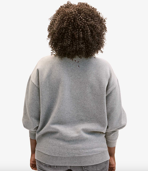 Clare V. - Oversized Sweatshirt - Grey Melange with Bordeaux Oui