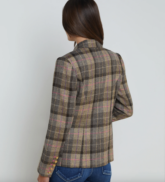 L'AGENCE - Kenzie Wool Blazer - Tank/Pink Multi Plaid