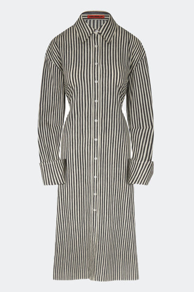 SIMONMILLER - Loch Poplin Maxi Dress - Black/Rice Flour Stripe