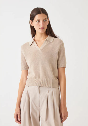 DEMYLEE - Cris Cotton Linen Top - Pearl Barley