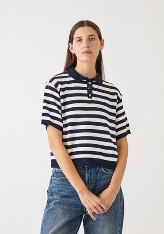 DEMYLEE - Luka Stripe Cotton Top - Off White/Navy