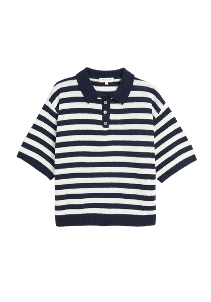 DEMYLEE - Luka Stripe Cotton Top - Off White/Navy